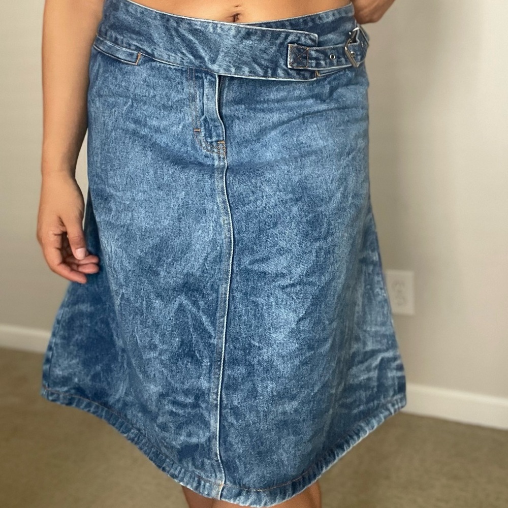 Vintage 90s Grunge Calvin Klein Grunge Jean A-Line Skirt with Belt